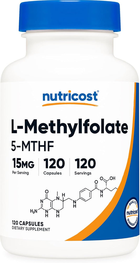 120 Capsules of Nutricost L-Methylfolate 15mg - Vegan, Non-GMO, Gluten Free (5-MTHF)