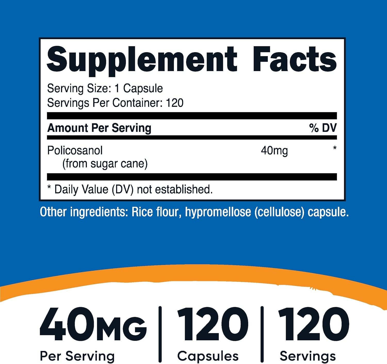 120 Capsules of Nutricost Policosanol 40mg - Gluten Free, Non-GMO, Vegetarian-Friendly Supplement