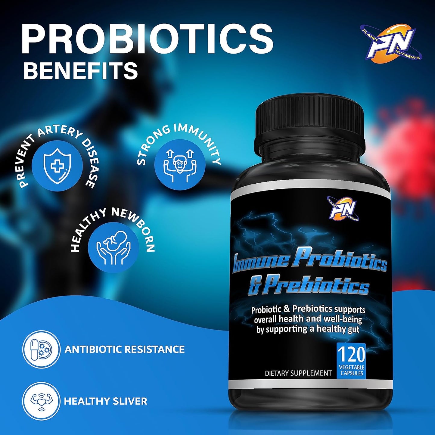 120 Capsules of Planet Nutrients Immune Probiotics and Prebiotics for Gut Health and Wellbeing