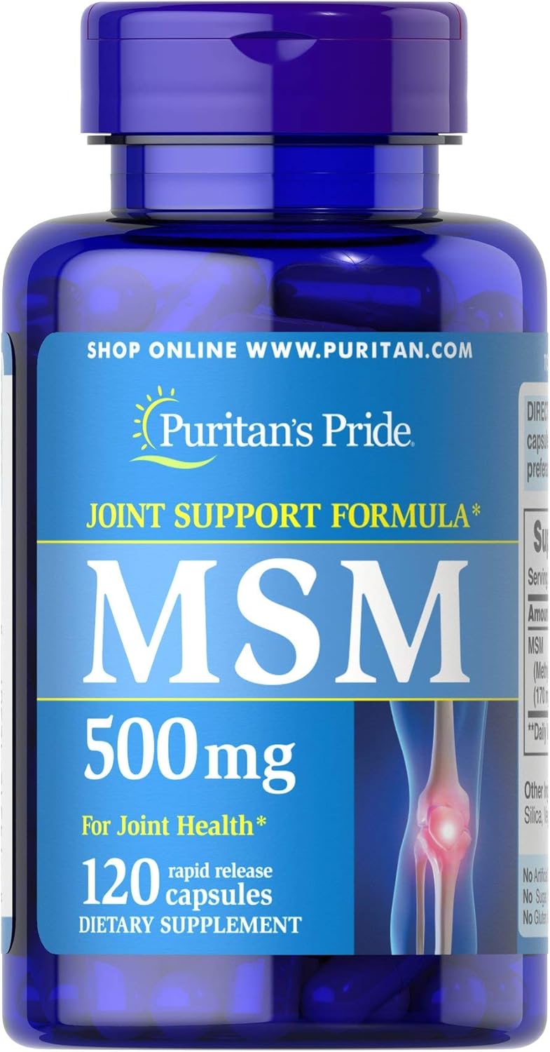 120 Capsules of Puritan's Pride MSM 500 mg Supplement for Joint Health and Mobility