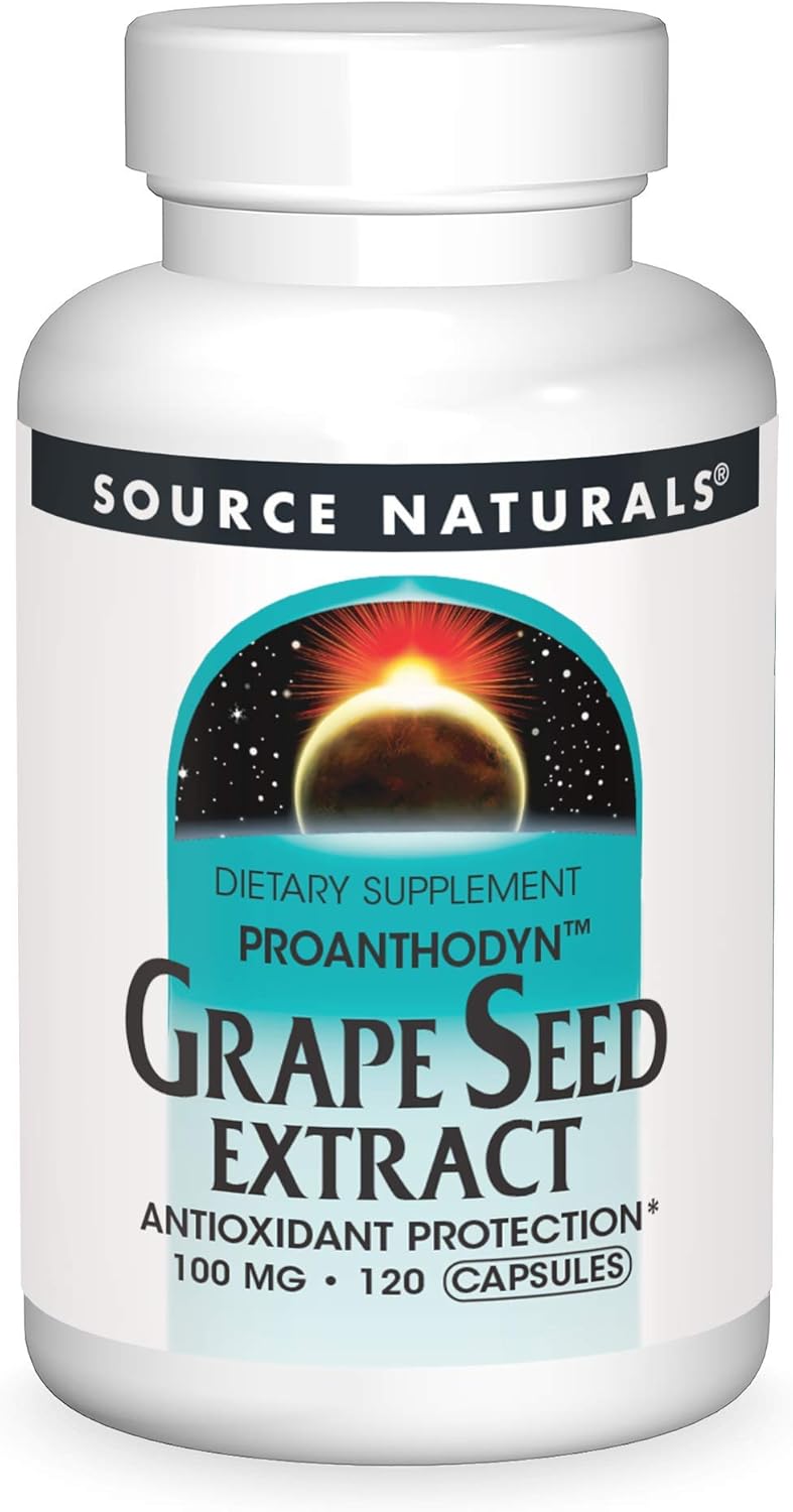 120 Capsules of Source Naturals Proanthodyn Grape Seed Extract with 100mg for Antioxidant Protection and Brain Health