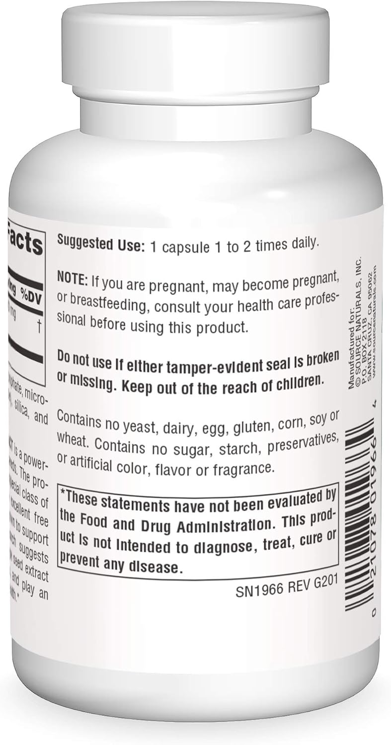 120 Capsules of Source Naturals Proanthodyn Grape Seed Extract with 100mg for Antioxidant Protection and Brain Health