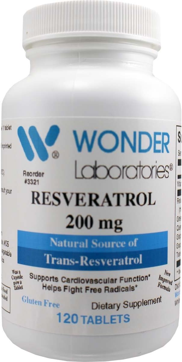 120 Capsules of Wonder Laboratories Resveratrol Red Wine Complex - Natural Source