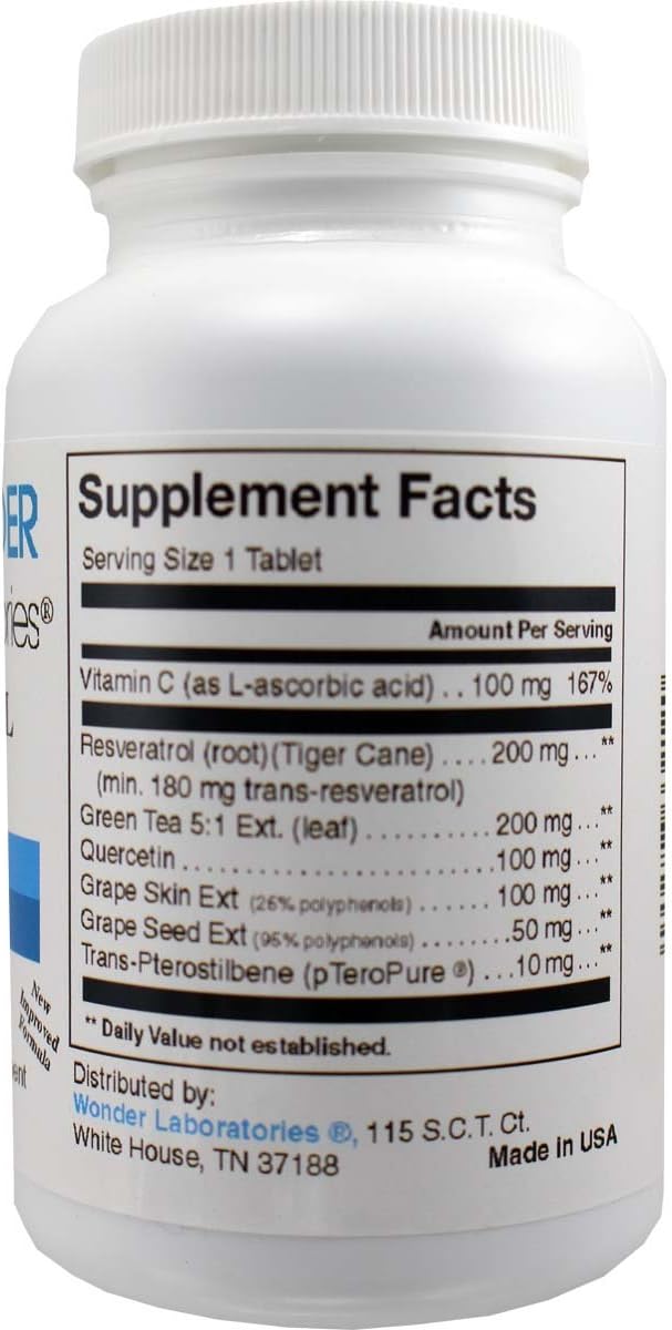 120 Capsules of Wonder Laboratories Resveratrol Red Wine Complex - Natural Source