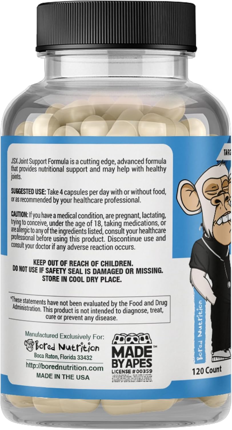 120 Capsules Vegan Glucosamine Chondroitin Joint Support Supplement for Back, Neck & Muscle Relief - Superior Mobility Formula by Bored Nutrition