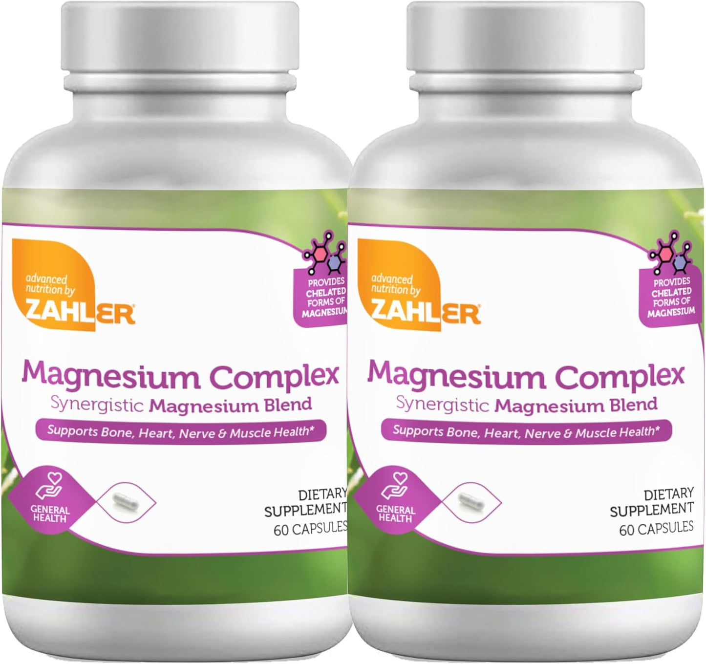 120 Capsules Zahler Magnesium Complex for Bone, Heart, Nerve, and Muscle Health - Synergistic Blend
