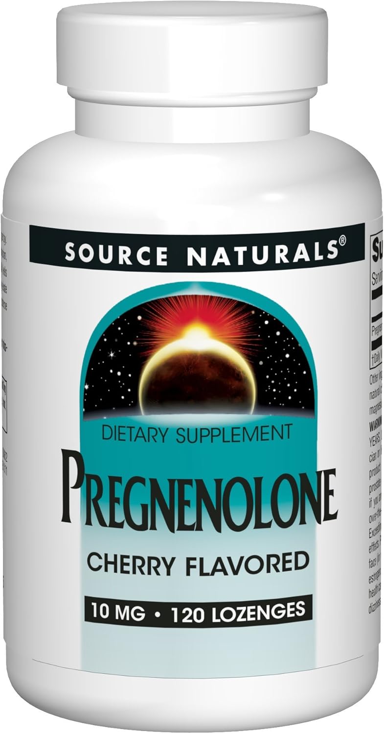 120 Cherry Flavored Pregnenolone 10mg Lozenges by Source Naturals for Hormone Balance Supplement