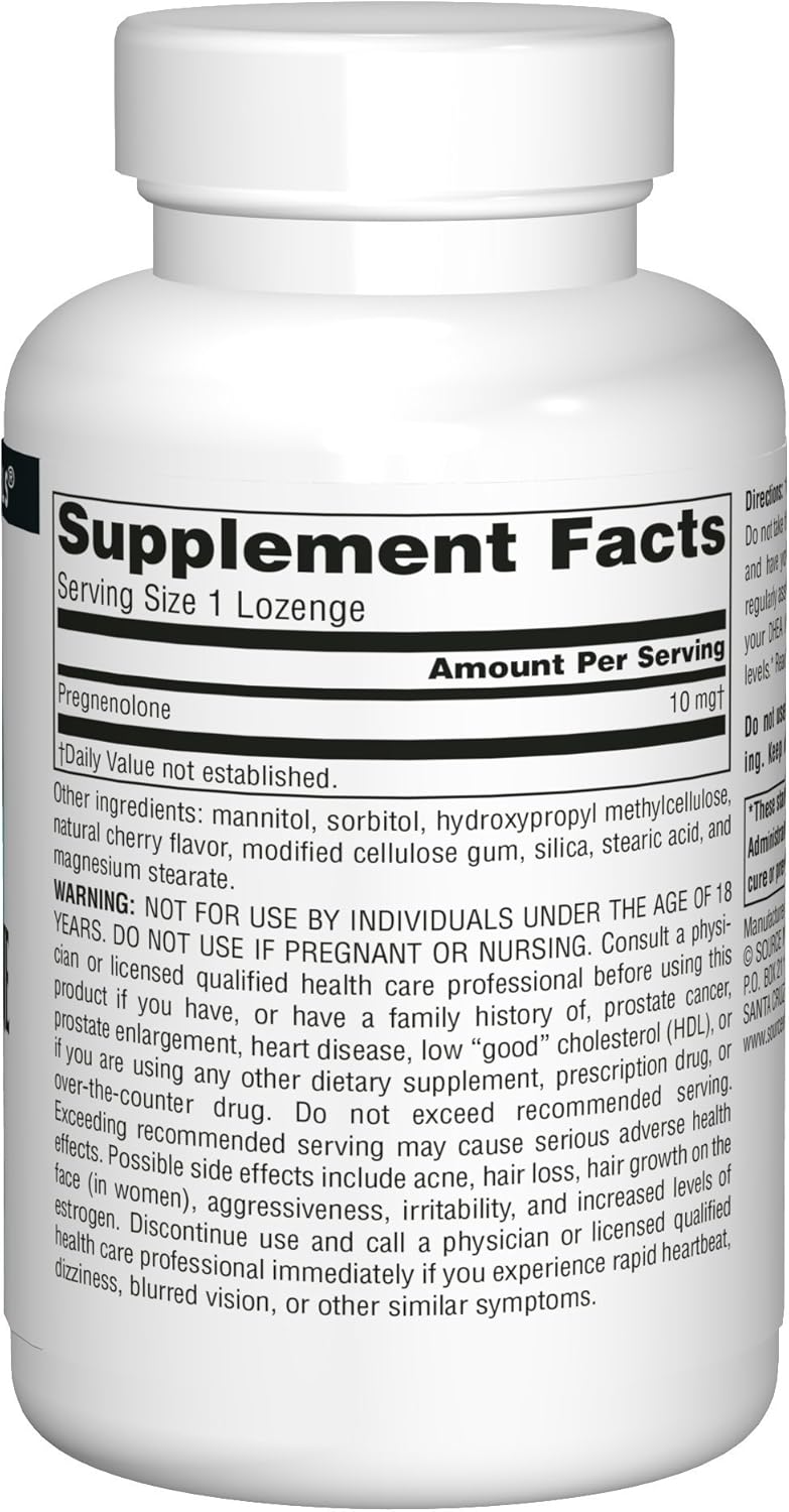 120 Cherry Flavored Pregnenolone 10mg Lozenges by Source Naturals for Hormone Balance Supplement