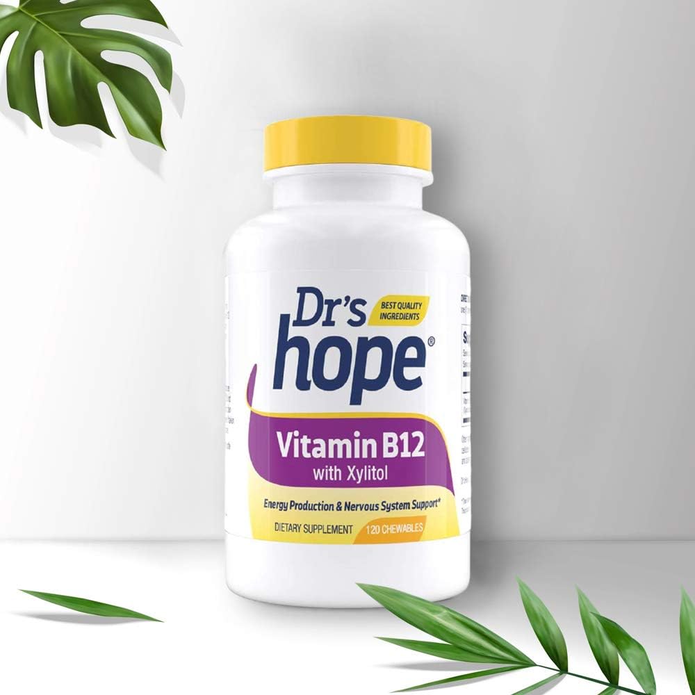 120 Chewable Tablets of Dr's Hope Vitamin B12 1000 Mcg - Boost Metabolism, Energy, Nervous System Support - Non-GMO & Gluten Free - 1 Tablet Per Serving