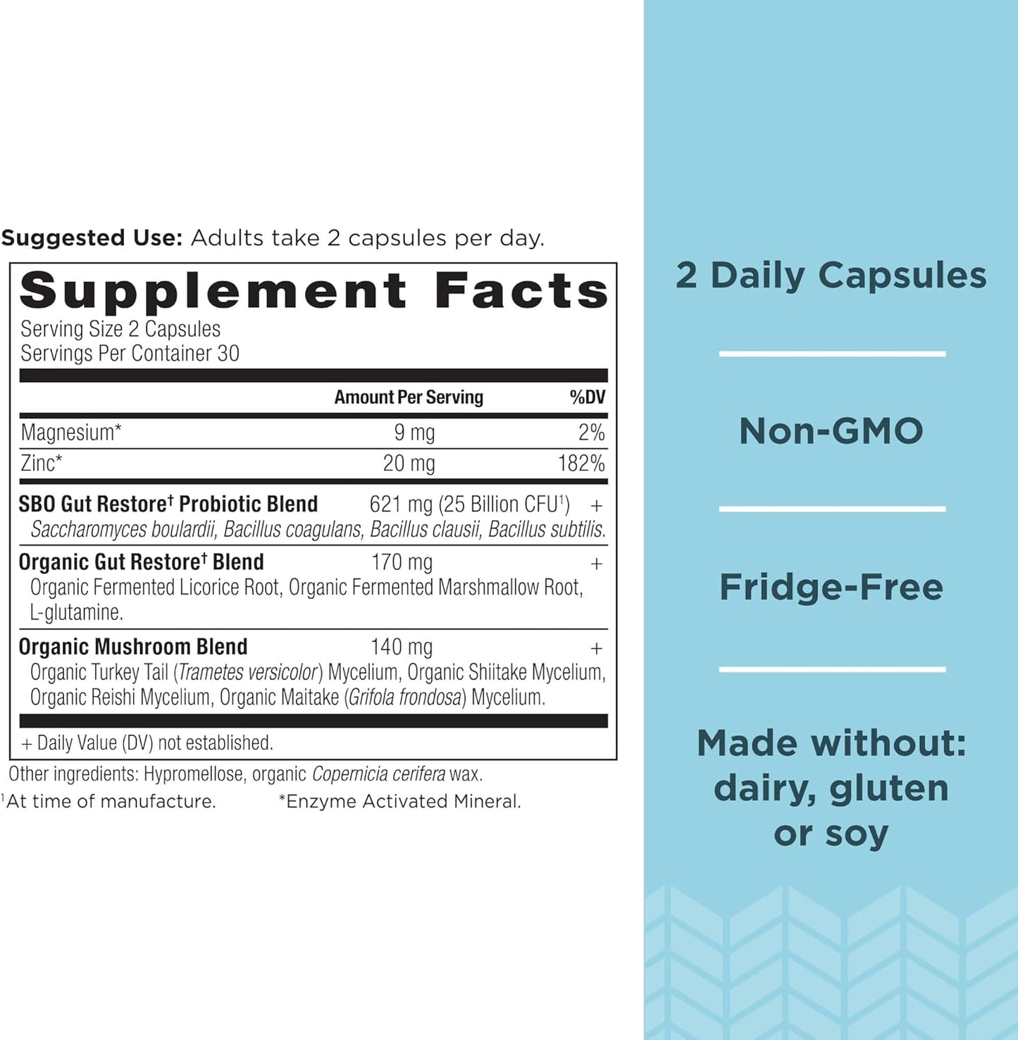 120 Count Ancient Nutrition SBO Gut Restore & Leaky Gut Probiotic Capsules