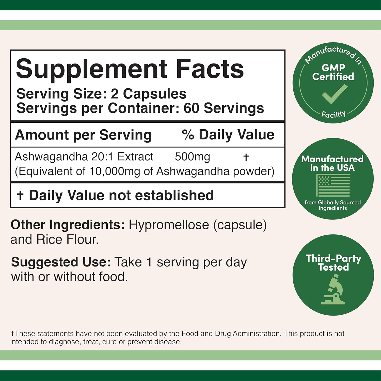 120 Count Ashwagandha 500mg & Magnesium L-Threonate 2000mg Supplements by Double Wood
