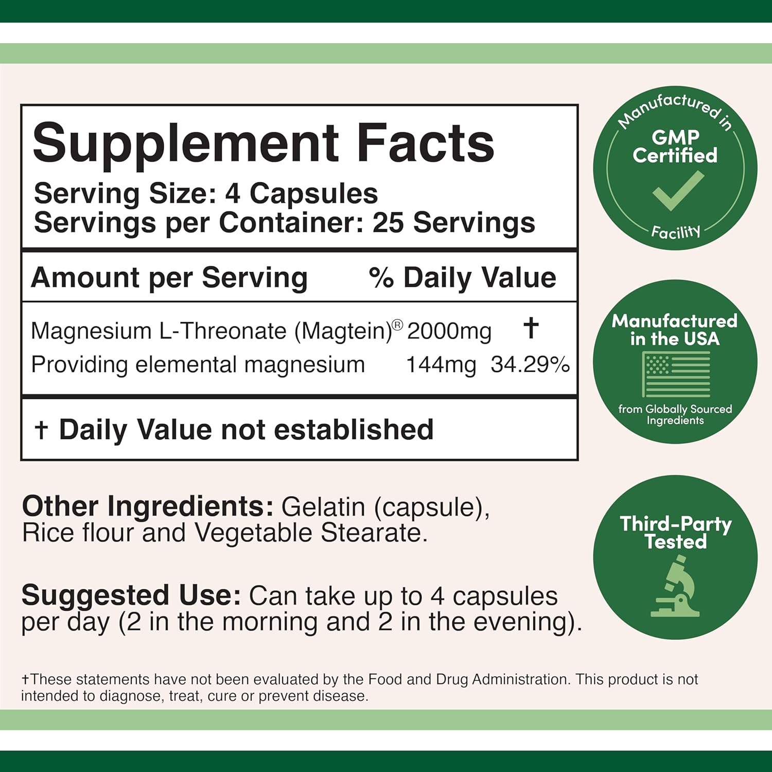 120 Count Ashwagandha 500mg & Magnesium L-Threonate 2000mg Supplements by Double Wood