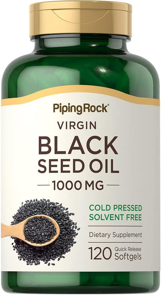 120 Count Black Seed Oil Softgel Capsules 1000mg - Cold Pressed Virgin, Non-GMO, Gluten Free - Piping Rock