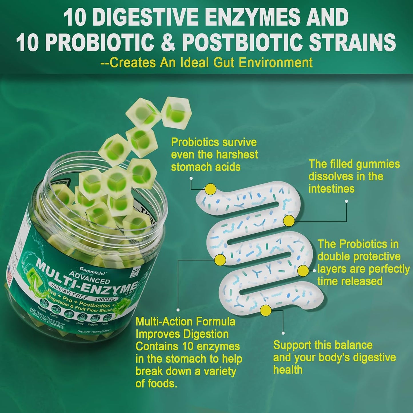 120 Count EnvyCure Sugar-Free Calcium Gummies with 60 Count Digestive Enzymes Gummies