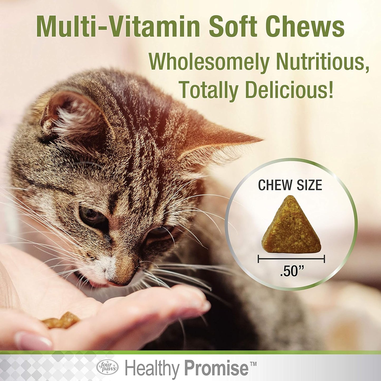 120 Count Four Paws Healthy Promise Cat Multivitamin Soft Chews - Essential Daily Nutrients for Cats