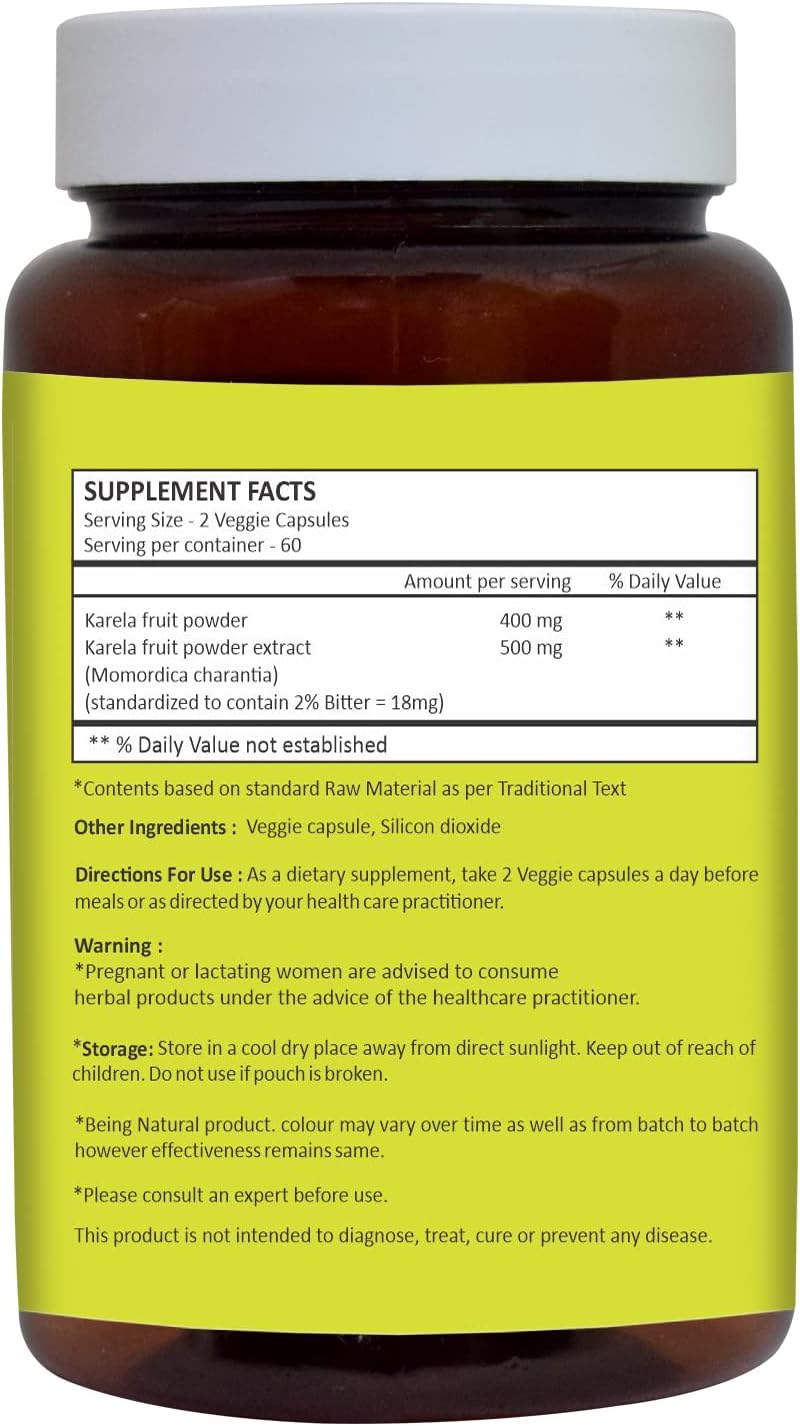 120 Count Herbal Hills Bitter Melon Capsules for Eye and Skin Health - 900 mg (Momordica Charantia)