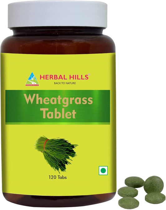 120 Count Herbal Hills Whole-Leaf Wheat Grass Tablets - Natural Wheatgrass Powder