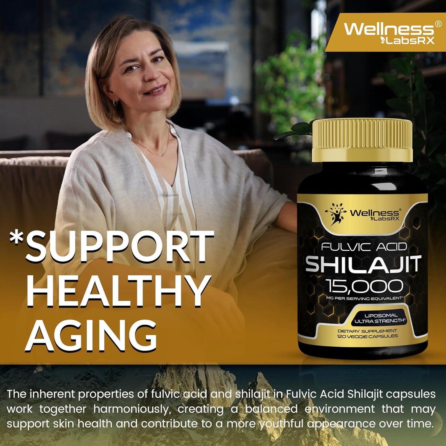 120 Count Himalayan Shilajit Capsules for Men and Women - 1500mg Pure Shilajit Supplement with Fulvic Acid for Energy and Immune Support by WELLNESS LABSRX
