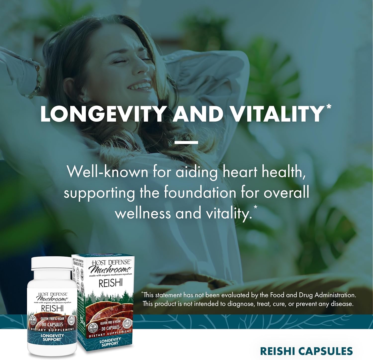 120 Count Host Defense MyCommunity & 30 Count Reishi Capsules - Immune & Brain Health Support with Mushroom Blend *