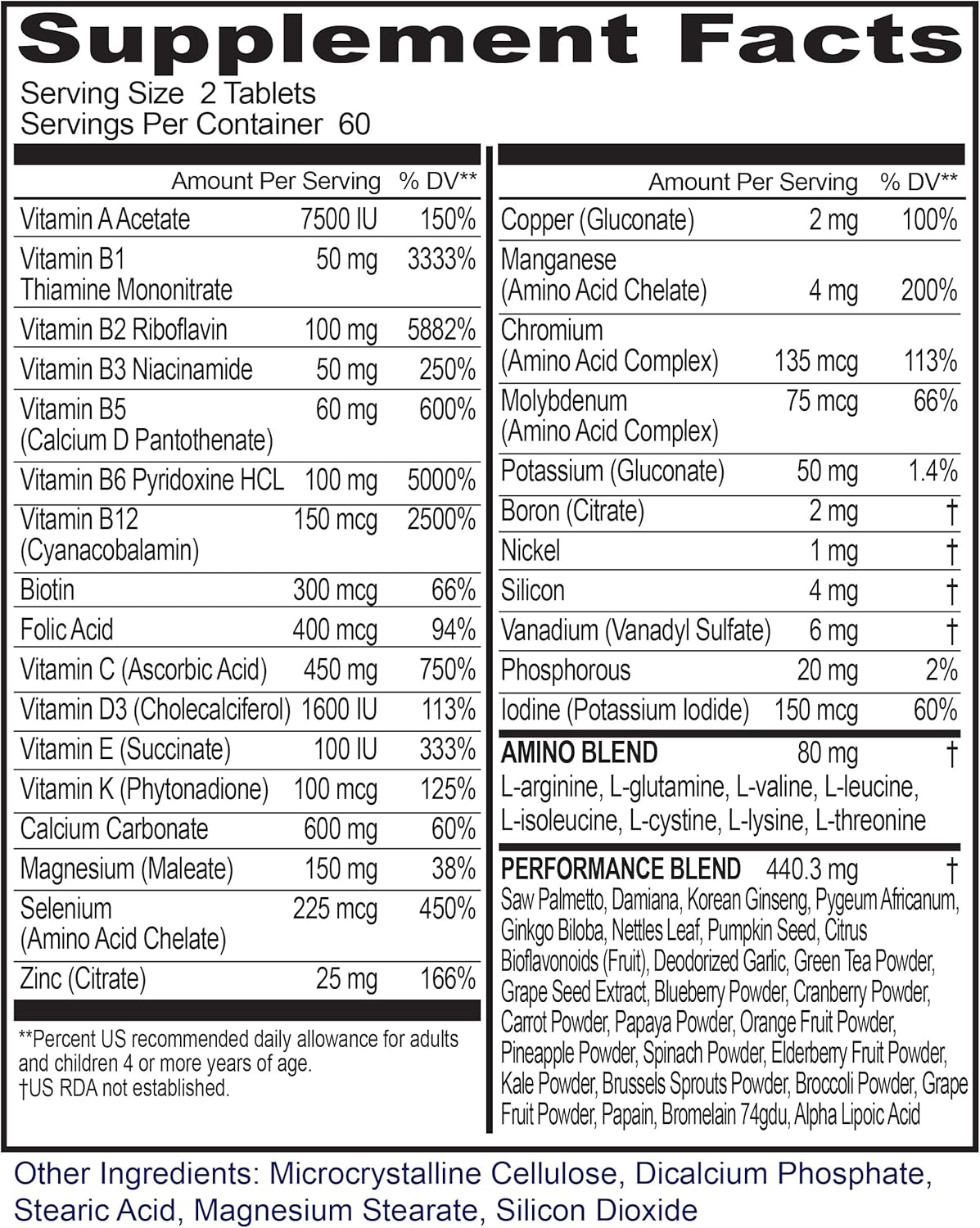 120 Count Infinite Labs Men's Multi-Vitamin Tablets - Essential Daily Nutrients for Men's Health