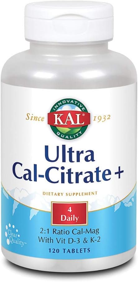 120 Count Kal Ultra Calcium Citrate Plus Tablets for Bone Health and Wellness