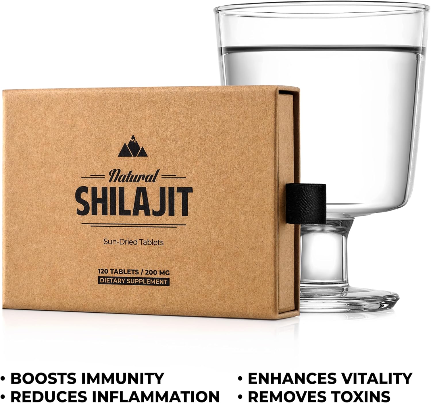 120 Count Natural Sun-Dried Shilajit Tablets for Men & Women - 100% Pure with Fulvic Acid & 85+ Essential Trace Minerals for Peak Performance & Immune Health