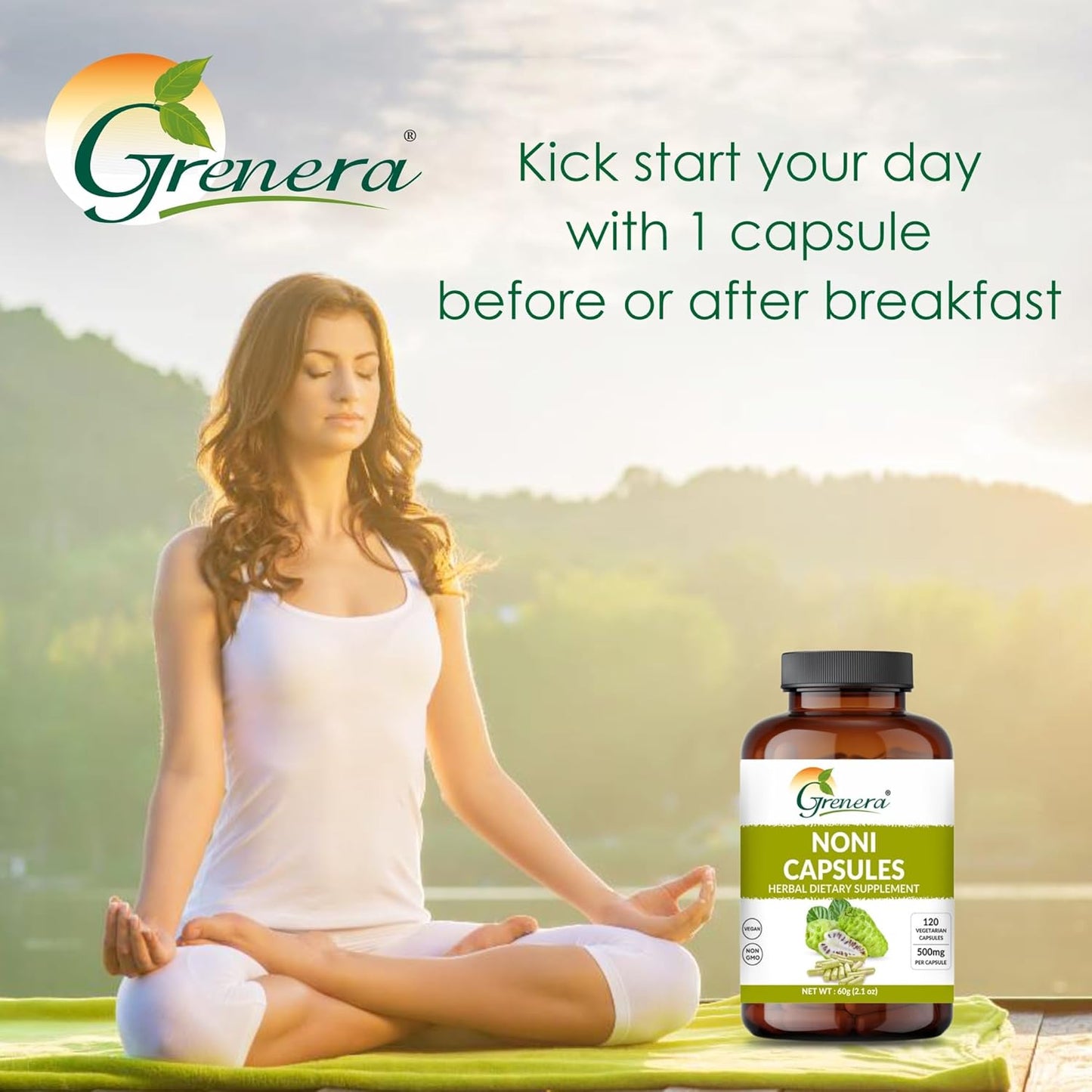 120 Count Noni Fruit Capsules by Grenera | Non-GMO, Gluten Free | Vegetarian Caps, No Fillers