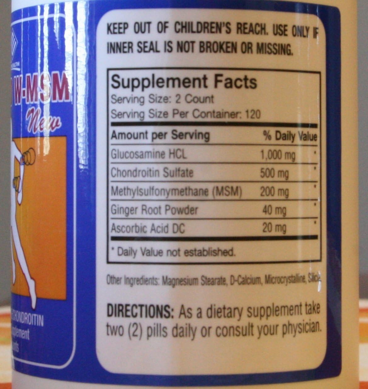 120 Count Nu-Health Arth-Aid W-MSM with New Glucosamine Chondroitin Formula