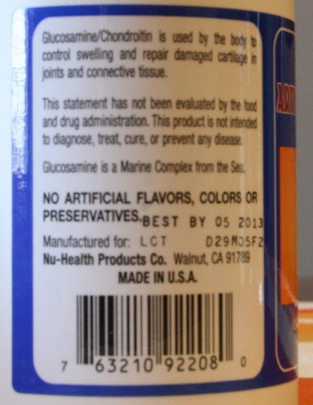 120 Count Nu-Health Arth-Aid W-MSM with New Glucosamine Chondroitin Formula