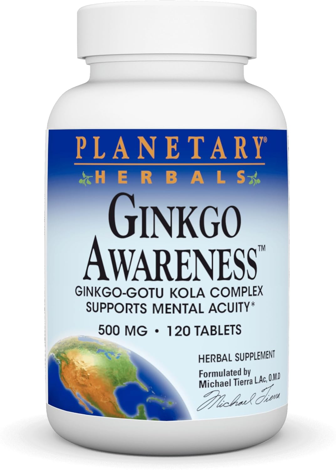 120 Count Planetary Herbals Ginkgo Awareness Tablets for Cognitive Support