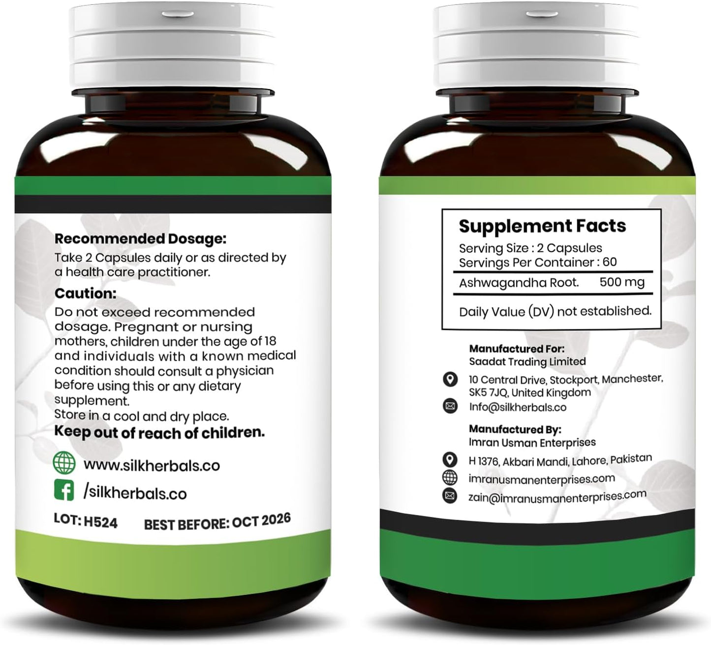 120 Count Silk Herbals Ashwagandha Capsules - Natural Root for Overall Well-Being