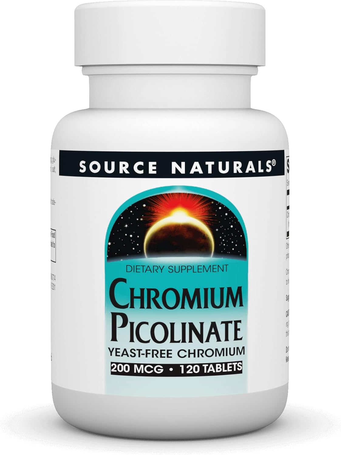 120 Count Source Naturals Chromium Picolinate 200 Mcg Tablets for Blood Sugar Support