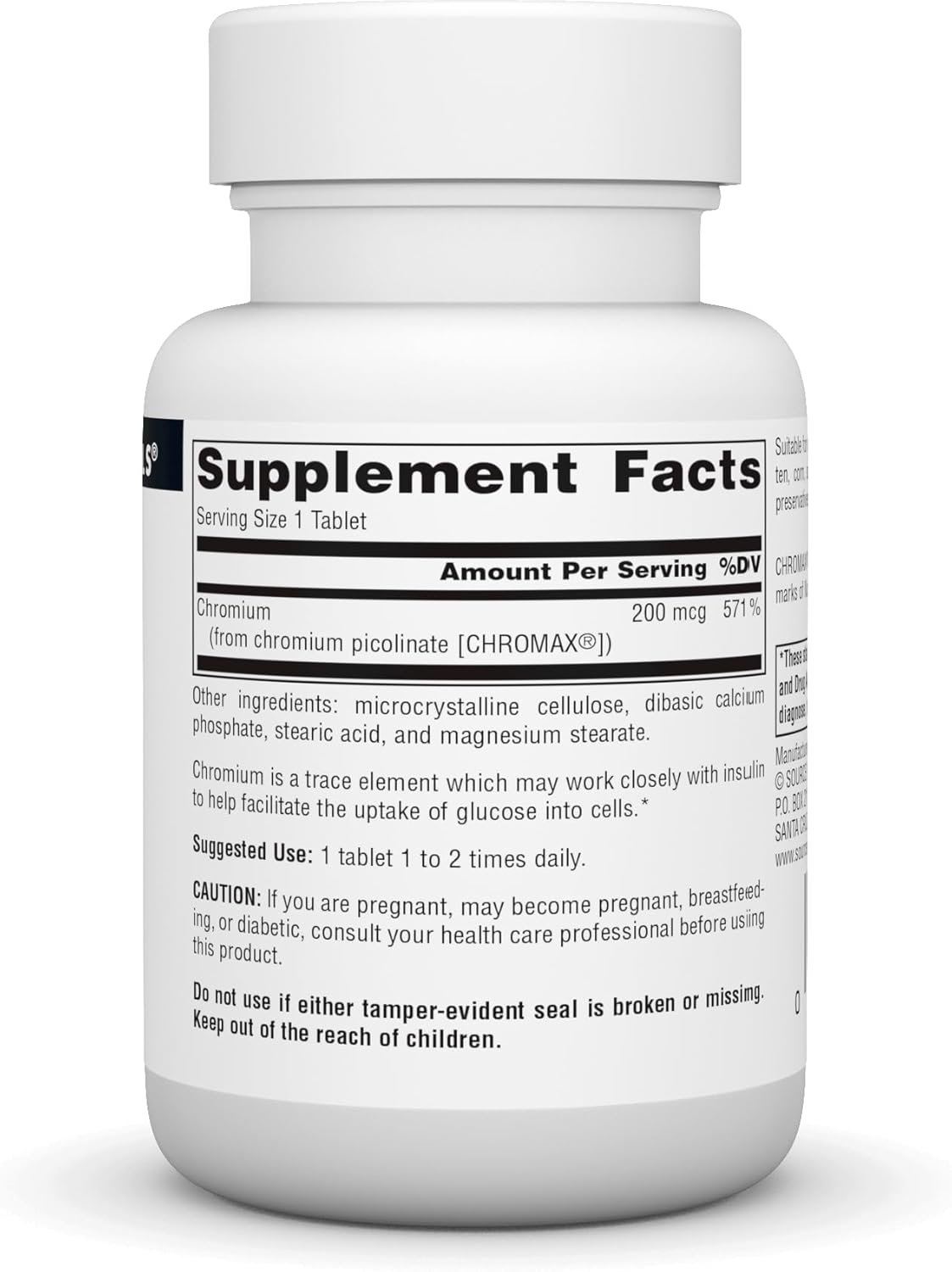 120 Count Source Naturals Chromium Picolinate 200 Mcg Tablets for Blood Sugar Support