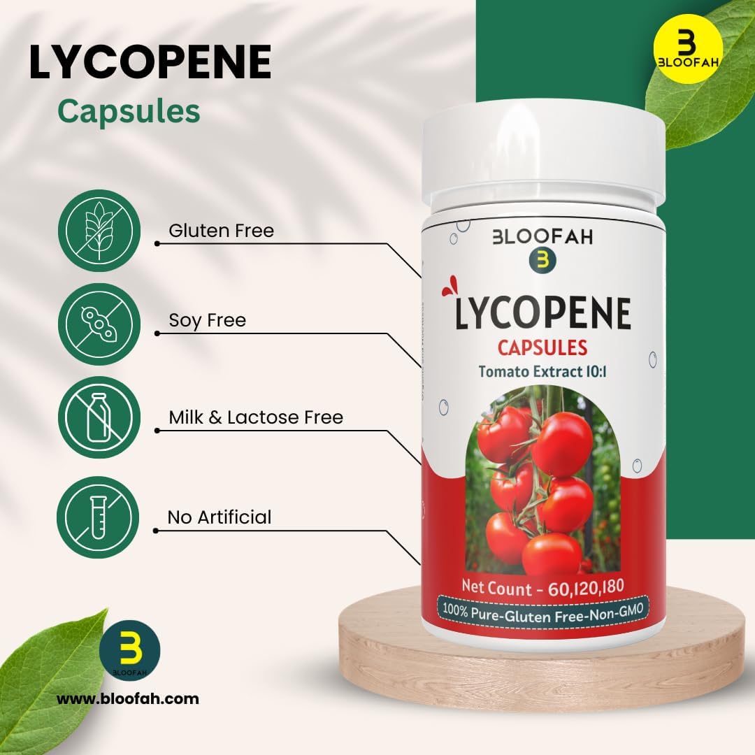 120 Count Tomato Extract Lycopene Capsules - 500mg | Pure & Non-GMO Carotenoid Supplement for Health Support