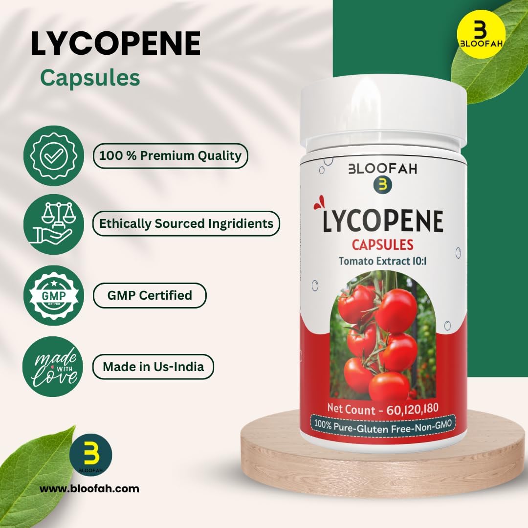 120 Count Tomato Extract Lycopene Capsules - 500mg | Pure & Non-GMO Carotenoid Supplement for Health Support