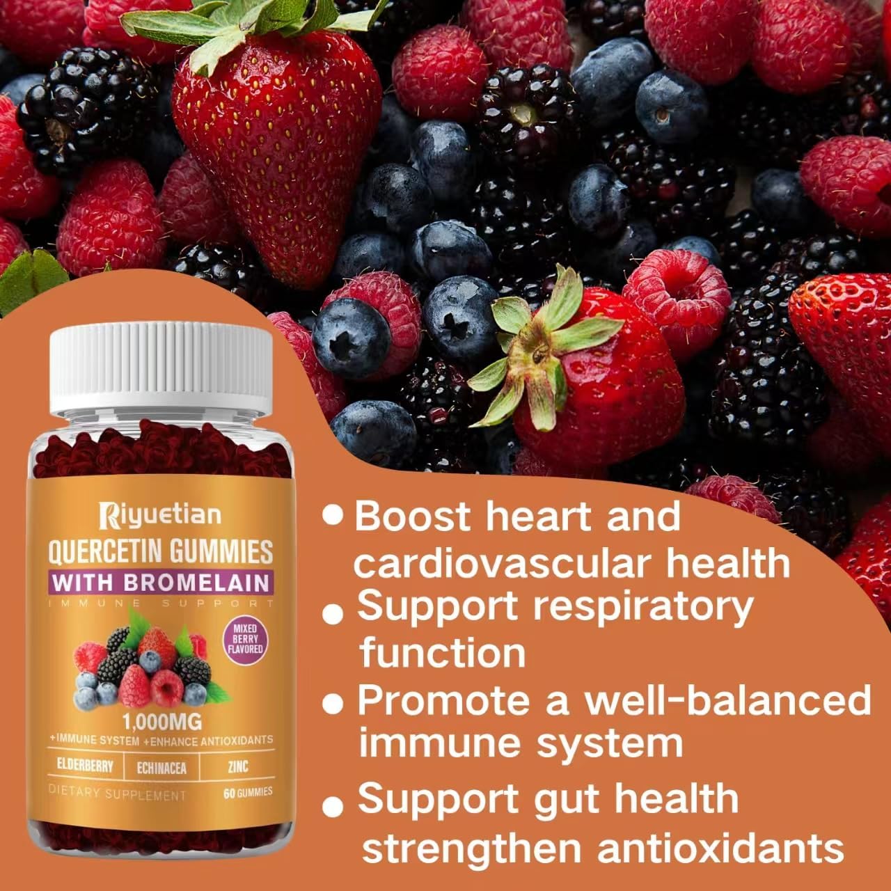 120 Count Vegan Chewable Vitamins with Zinc, Vitamin C, Elderberry, and Bromelain for Lung and Immune Support in Kids and Adults - Supports Cardiovascular Health and Aging
