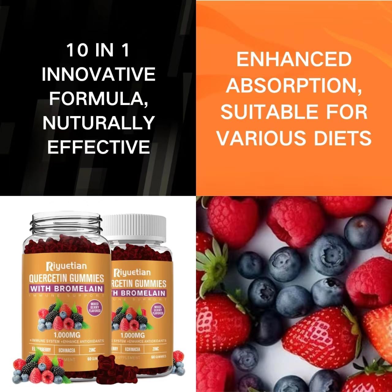 120 Count Vegan Chewable Vitamins with Zinc, Vitamin C, Elderberry, and Bromelain for Lung and Immune Support in Kids and Adults - Supports Cardiovascular Health and Aging