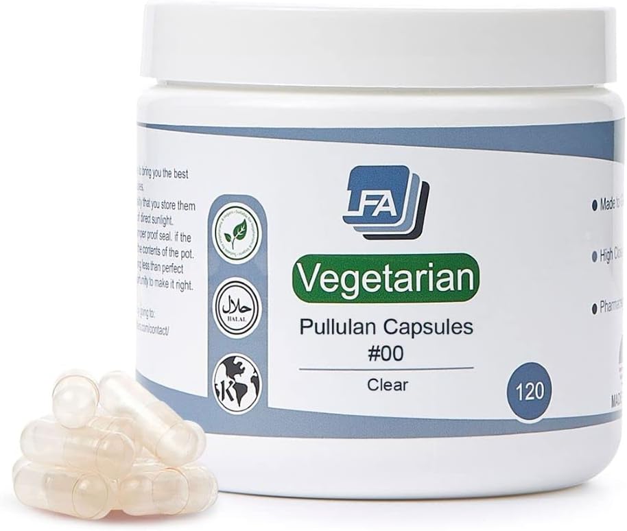 120 Count Vegan Pullulan 00 Capsule Shells for DIY Vitamin Filling Kit - Halal Kosher Vegetarian Capsules - Fillable Vegetable Pill Capsules for LFA Tablet Presses