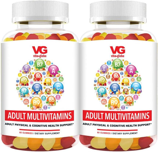 120 Count VITA GLOBE Adult Multivitamin Gummy with Essential Vitamins - Pack of 2