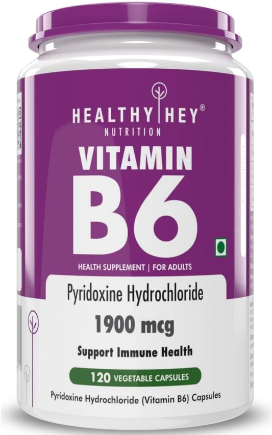 120 Count Vitamin B6 Pyridoxine Capsules - Vegetarian Friendly