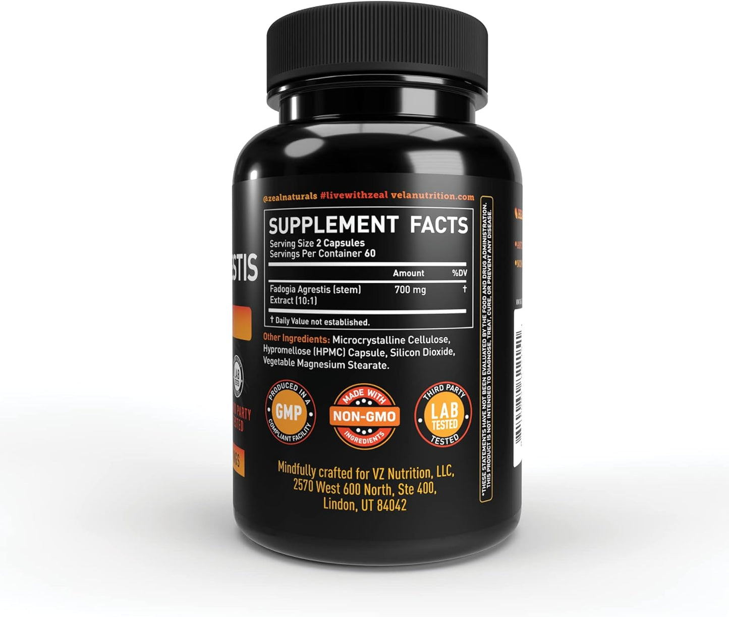 120 Count Véla Fadogia Agrestis 700mg Capsules | Non-GMO Antioxidant Supplement with 3rd Party Testing