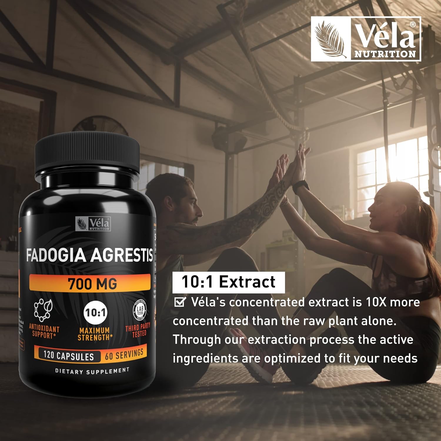 120 Count Véla Fadogia Agrestis 700mg Capsules | Non-GMO Antioxidant Supplement with 3rd Party Testing