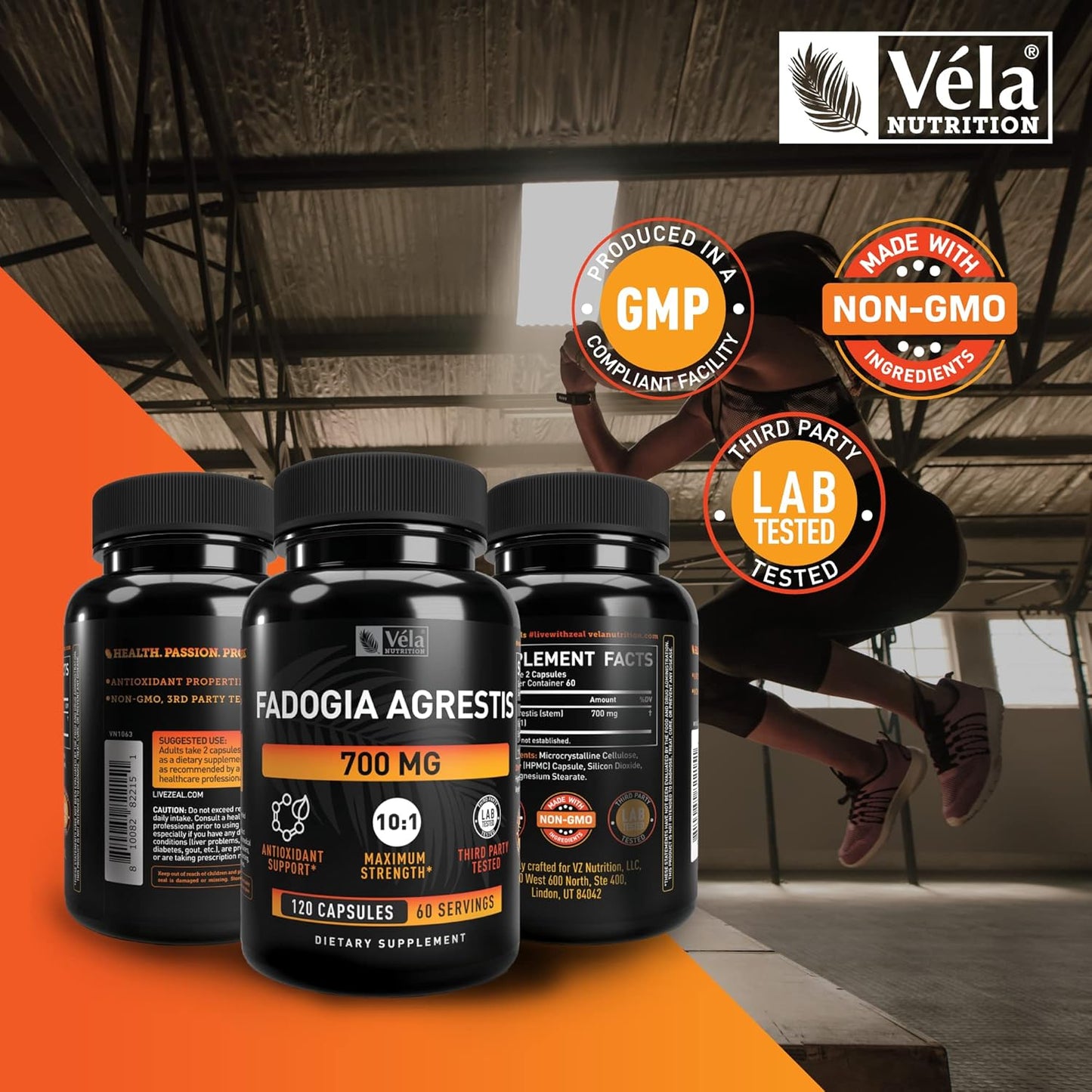 120 Count Véla Fadogia Agrestis 700mg Capsules | Non-GMO Antioxidant Supplement with 3rd Party Testing