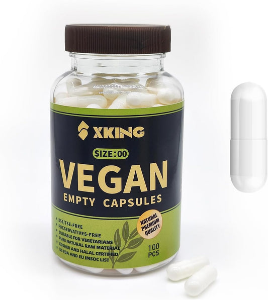 120 Count White Vegan King Size 0 Empty Capsules for DIY Supplement Filling