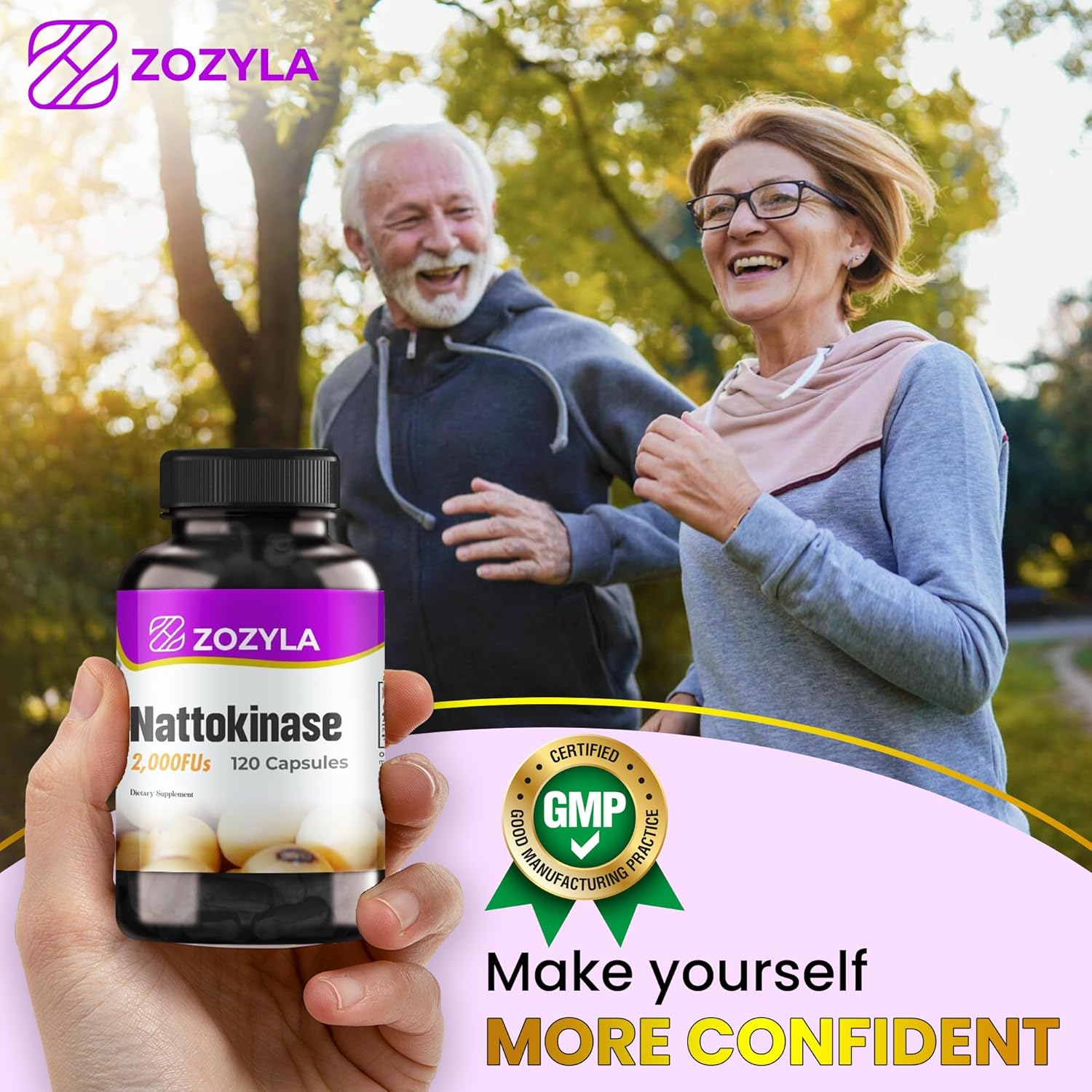 120 Count ZOZYLA Nattokinase Supplement with 2,000 FU - Promotes Healthy Blood Flow & Circulation - Non-GMO, Gluten Free, Vegan USA Made