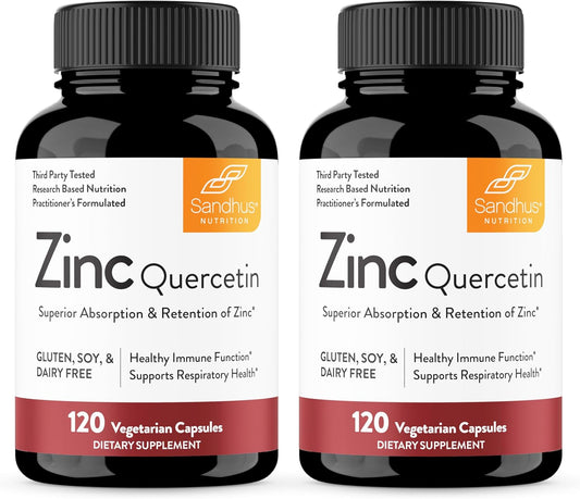 120 Ct (2 Pack) Sandhu's Vegetarian Capsules with Zinc and Quercetin