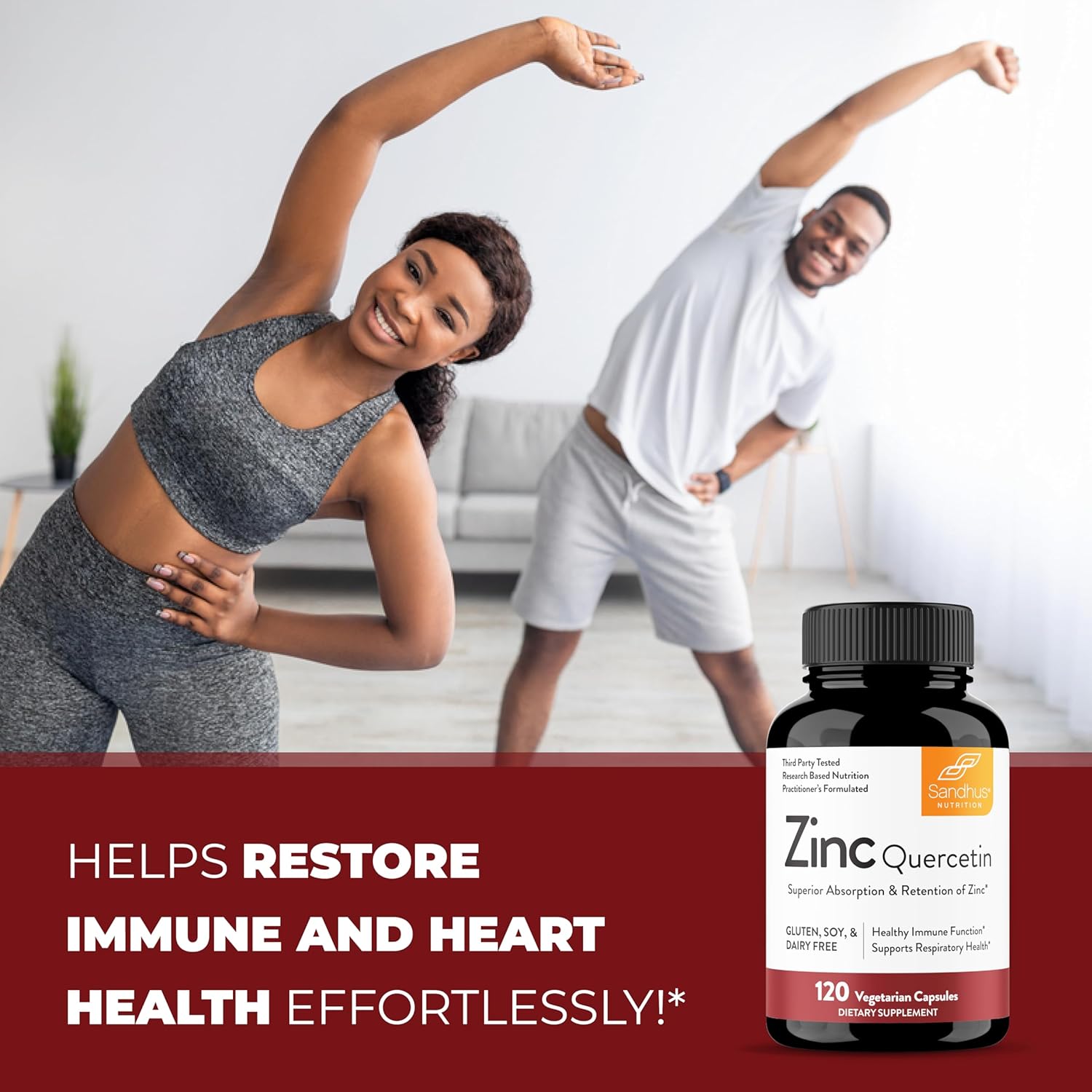 120 Ct (2 Pack) Sandhu's Vegetarian Capsules with Zinc and Quercetin