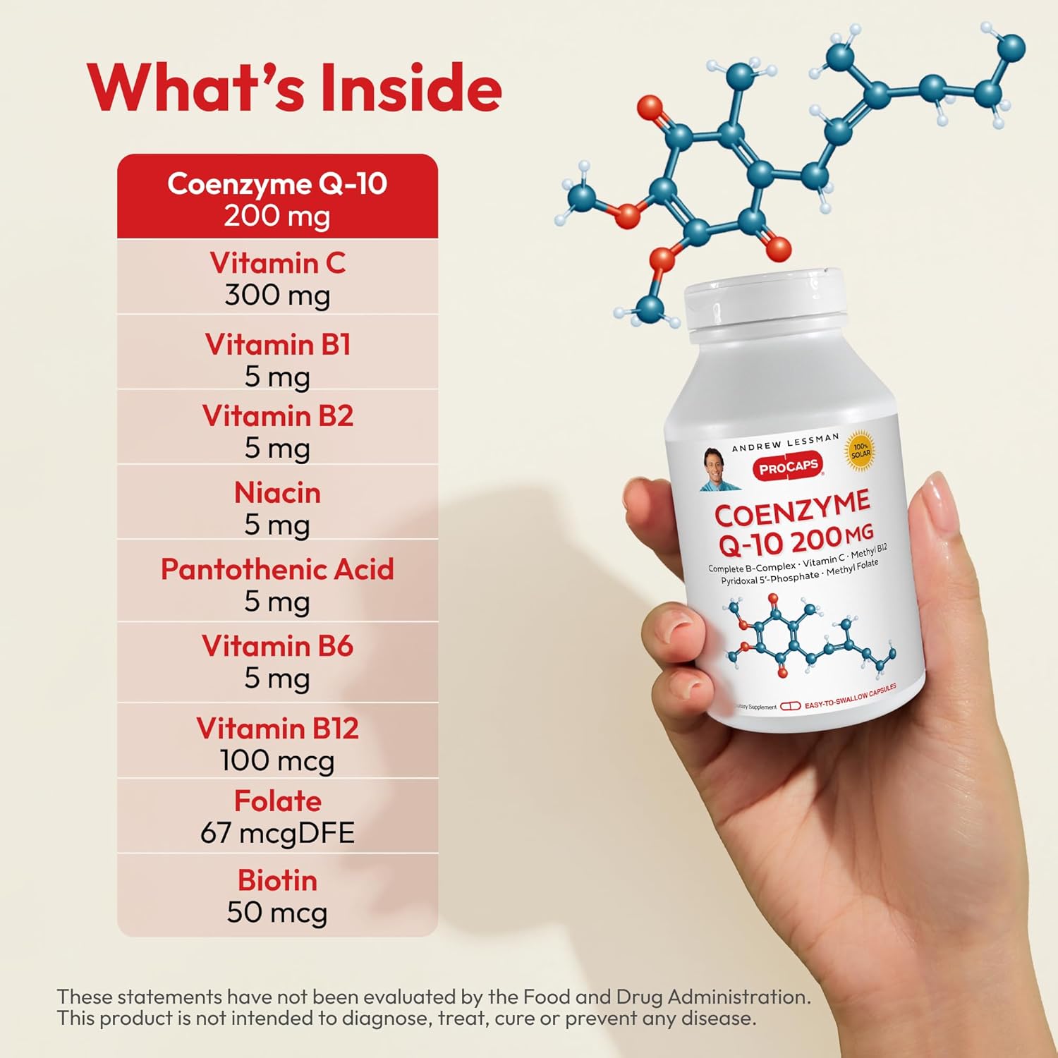 120 Easy-to-Swallow Coenzyme Q-10 200 mg Capsules with B-Complex for Energy and Organ Function, Antioxidant Support, Aging Depletion Replenishment