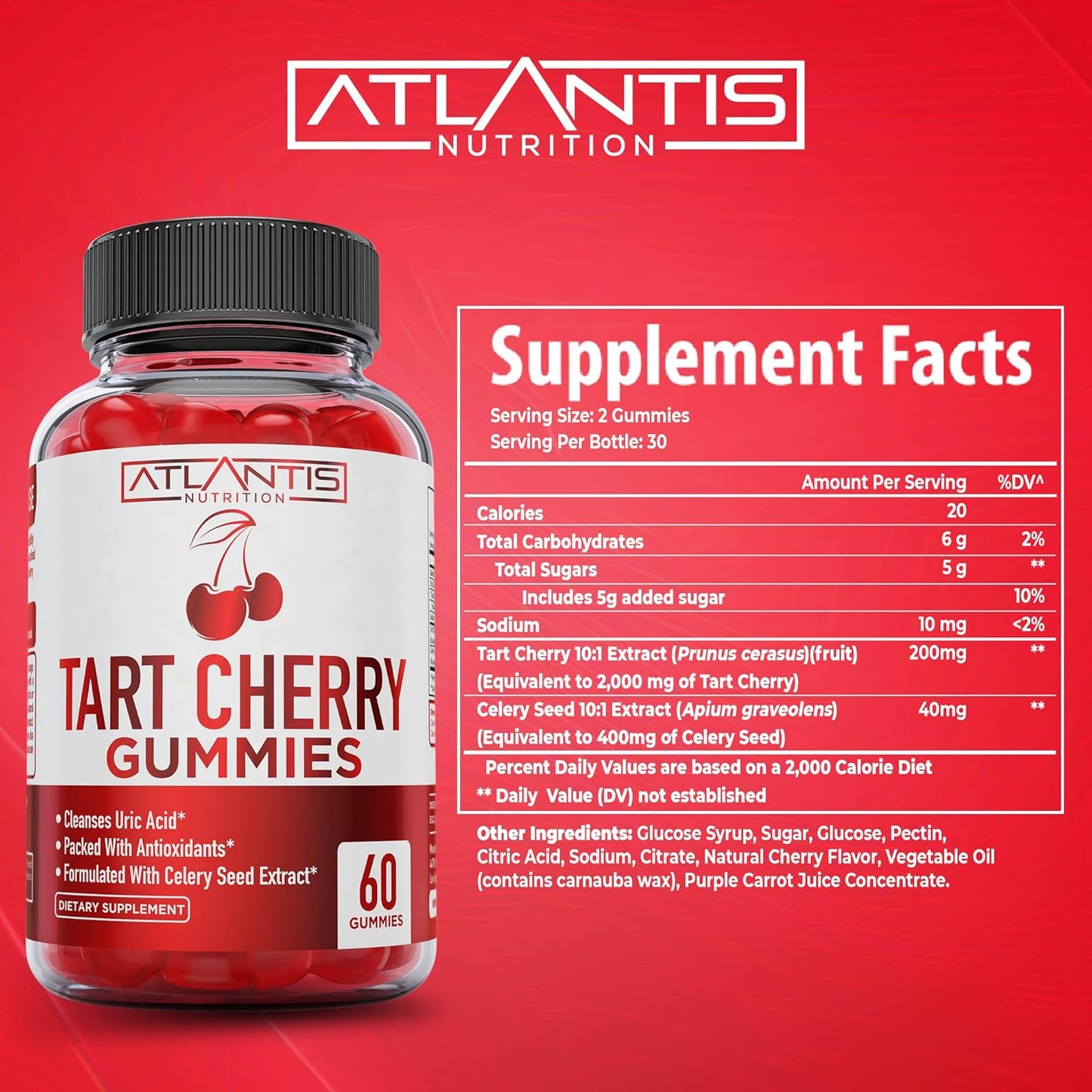 120 Gummies Bundle: Ashwagandha & Tart Cherry for Energy, Immunity, and Gout Relief