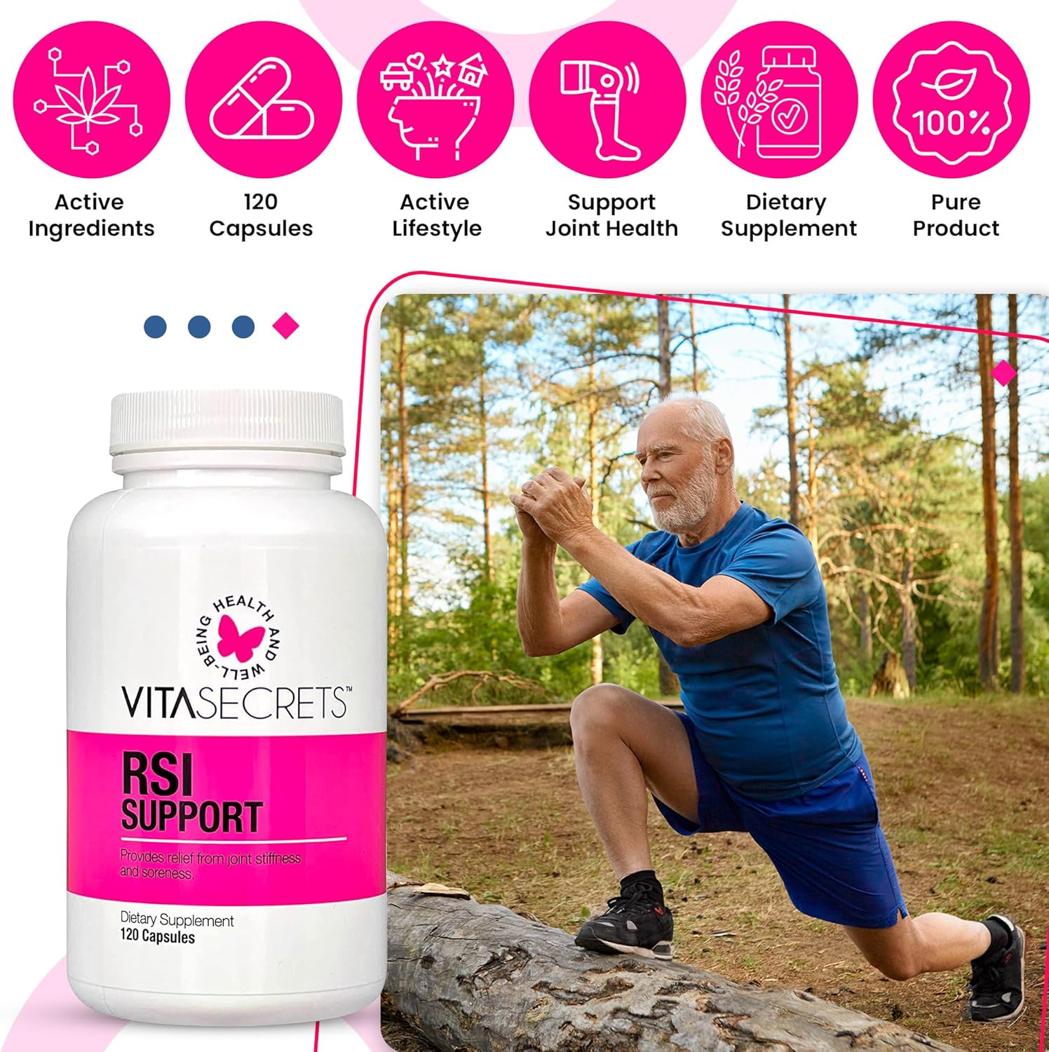 120 Joint Health Capsules for Men and Women with Glucosamine, Chondroitin, MSM, and Hyaluronic Acid - Supports Joint Health and Reduces Discomfort and Stiffness